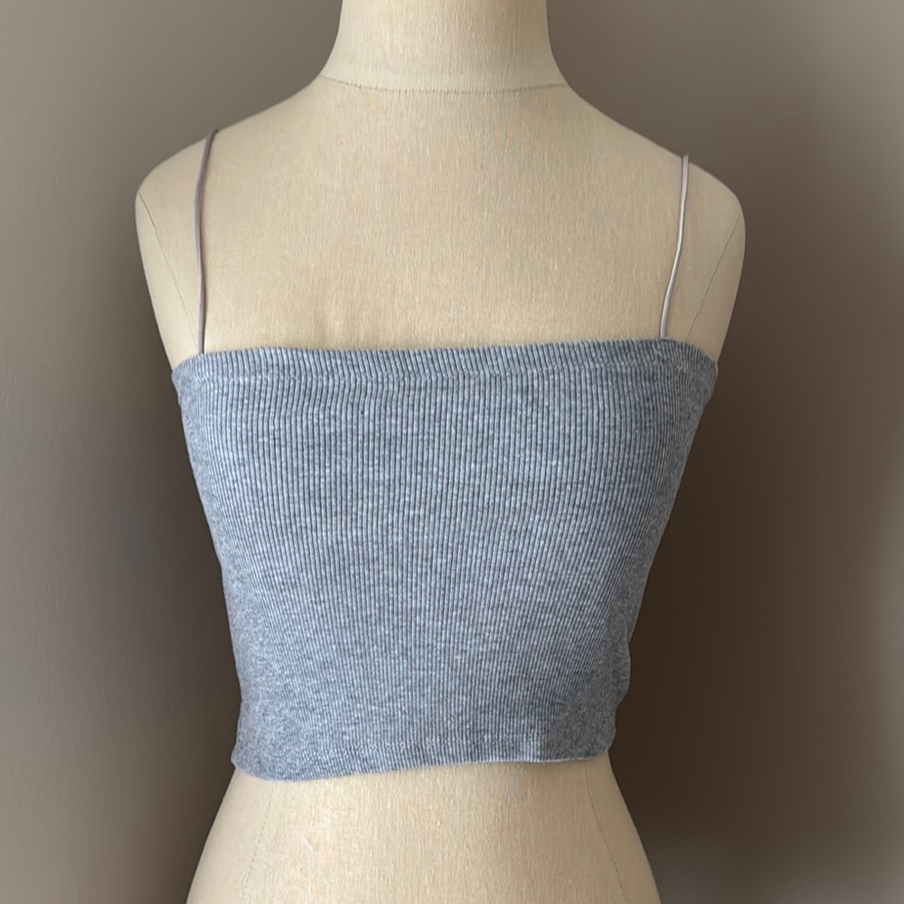 Gray Ribbed Women's Crop Top